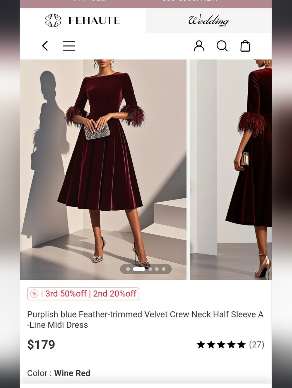 Fehaute Brand Size 4 Wine Red Velvet A Line Midi Dress New With Tags